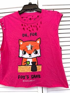 @laughandbelly Hot Pink For Fox Sake sparkle rock Graphic Crop